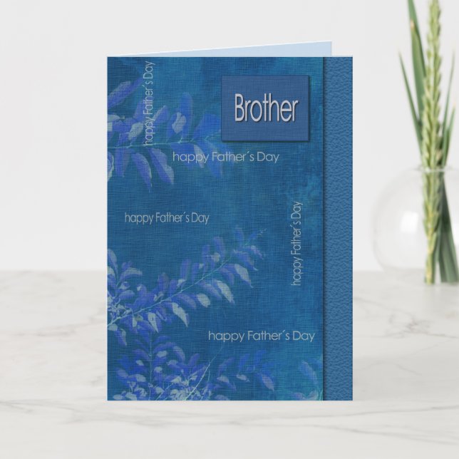 För Brother på Fars dag. Blue Löv Mönster Kort (Framsida)