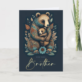 För Brother på Fars dag Cute Bears Folk Art Kort