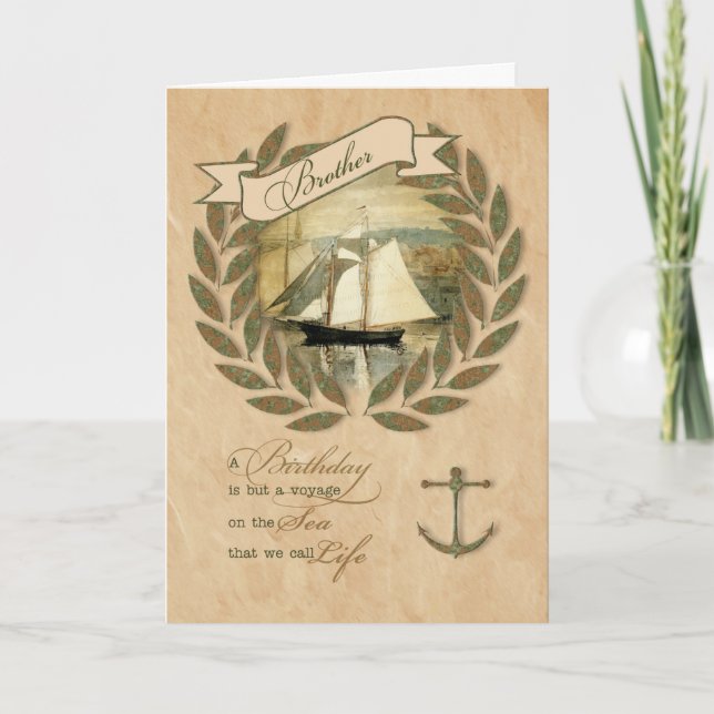 för Brother Sailing Seas Theme Birthday Kort (Framsida)