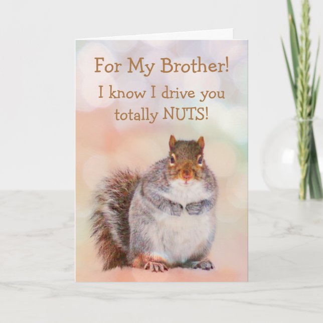 För Brother Squirrel Birthday Kort (Framsida)