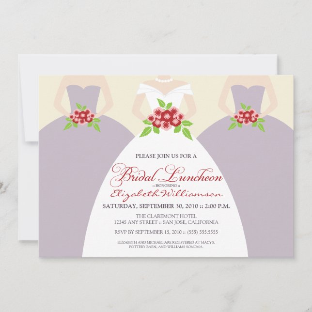 För brud & brud- Luncheoninbjudan för brudtärnor: Inbjudningar (Framsida)