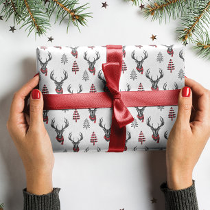 För buffelpläd för lantlig jul röd ren presentpapper