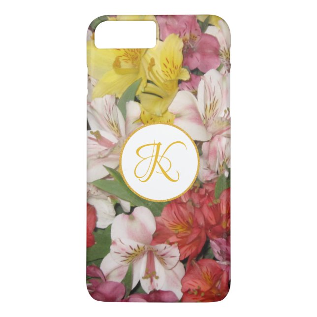 För bukettdesign för Monogram blom- iphone case Case-Mate iPhone Skal (Baksida)