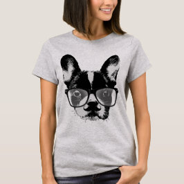 För bulldoggHipster för Nerdy mustasch fransk hund Tröja