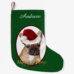 För bulldogghund för jul fransk strumpa för