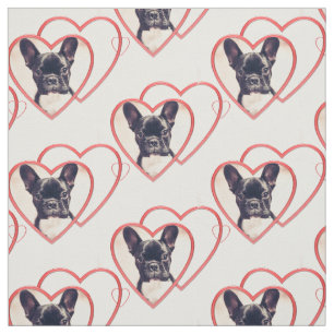 För bulldoggvalp för valentines franskt tyg för