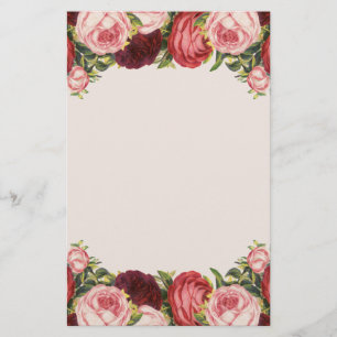 För Burgundy för Victorian rosa röda ro kål Brevpapper