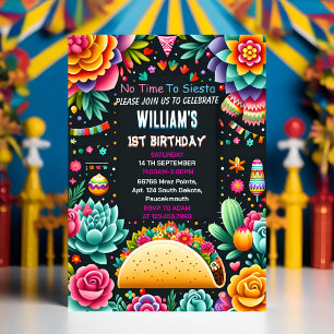 för cactusöt uno taco första fiesta 1:a födelsedag inbjudningar
