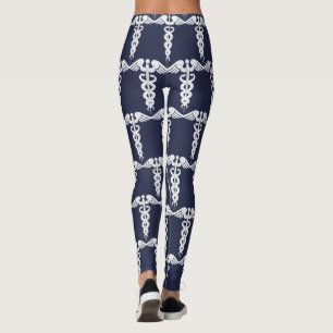 För Caduceussymbol för sjukvård marinblå medic Leggings
