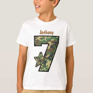 för Camo för 7:efödelsedagpojke namn V01A Tee