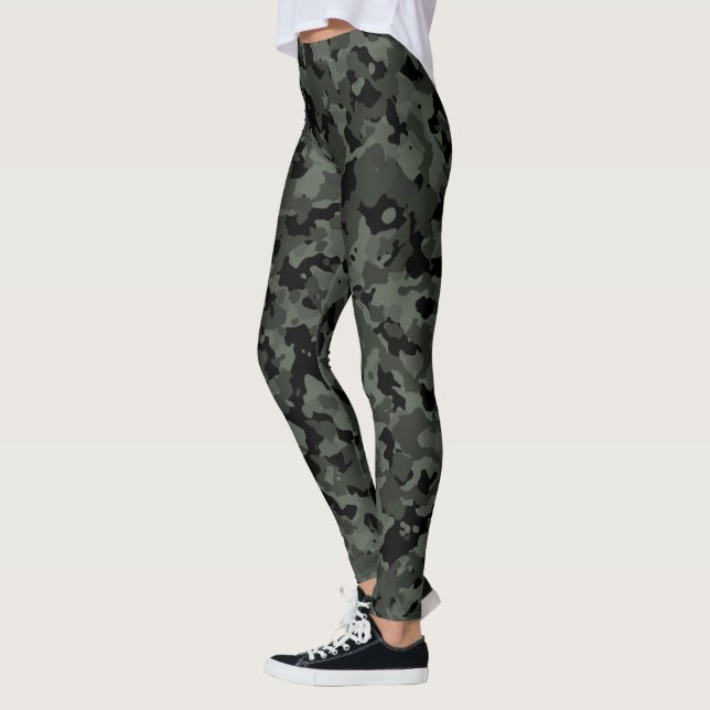 För Camo för kamouflage stor svart för grönt Leggings (Vänster)