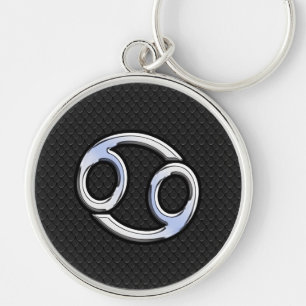 För cancerZodiac för krom likt symbol på ormsti Rund Silverfärgad Nyckelring