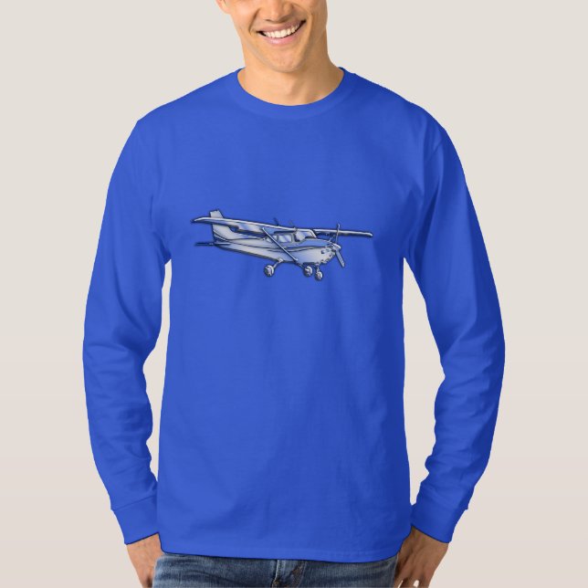 För Cessna för flygplanklassikerkrom fiber för kol T-shirt (Framsida)