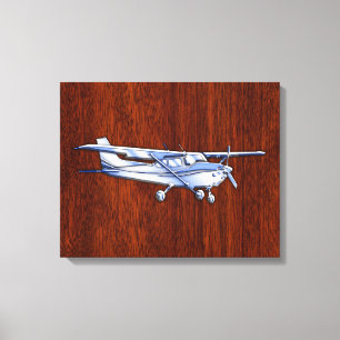För Cessna för flygplanklassikerkrom mahogny fly Canvastryck