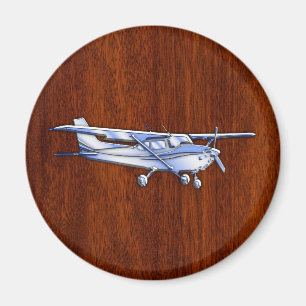 För Cessna för flygplanklassikerkrom mahogny fly Magnet