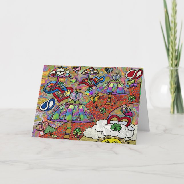 För champinjonhälsning för Retro 60-tal Kort (Framsida)