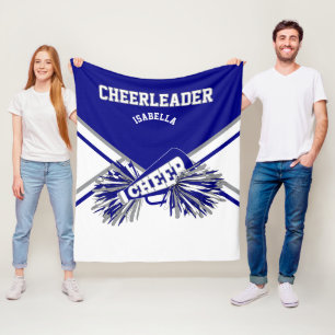 För 📣 Cheerlead - Blue, Grått & White Fleecefilt
