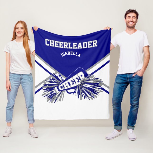 För 📣 Cheerlead - Blue, Grått & White Fleecefilt (På plats)