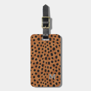 För cheetahtryck för chic brun monogram bagagebricka