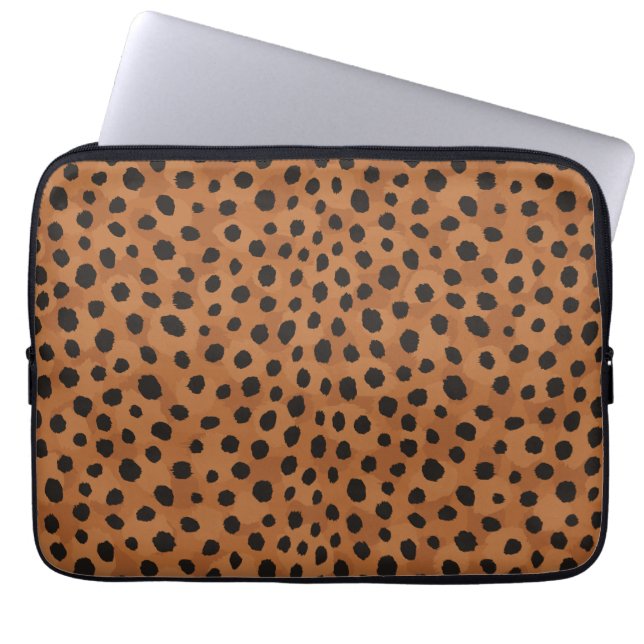 För cheetahtryck för chic brun monogram laptop fodral (Framsidan)