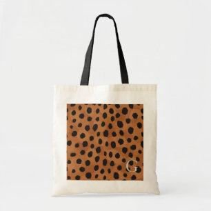 För cheetahtryck för chic brun monogram tygkasse