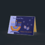 För Chef på Hanukkah-hälsningskort Helgkort<br><div class="desc">Lycklig Hanukkah. Menorah och Dreidels utformar Anpassadet Greeting Cards för Chef. Matchningskort,  inbjudningar till partier och gåvor som finns tillgängliga i de judiska Helgdagarna/Hanukkah-kategorin i vår butik.</div>