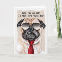 för Chef Pension Funny Pug Hund Red Necktie
