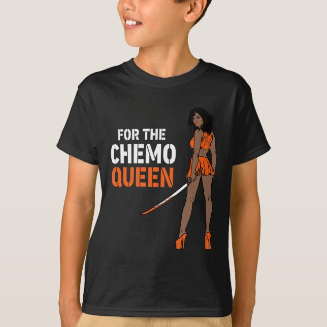 För Chemo Queen Leukemia Awareness Melanin Krig T Shirt (Framsida)