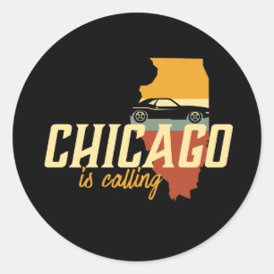 För Chicago Illinois USA för vintage Retro karta Runt Klistermärke