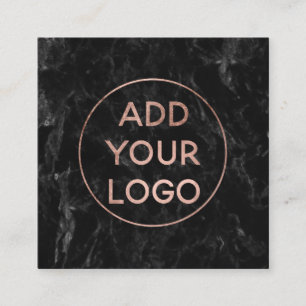 För chicsvart för beställnings- logotyp modern fyrkantigt visitkort