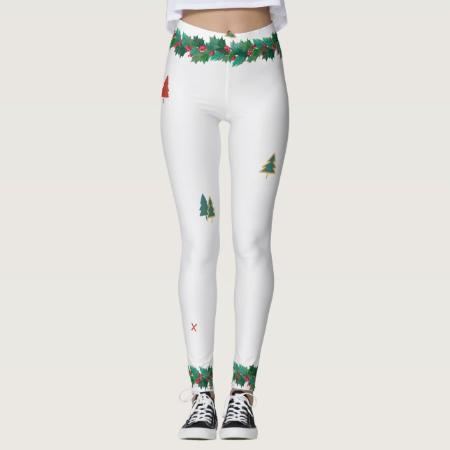 FÖR CHRISTMAS TRYCKT HOLLY Leggings (Framsida)