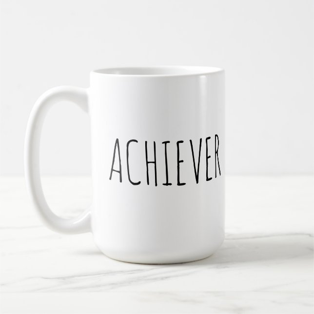För citationsteckenkaffe för Achiever inspirera Kaffemugg (Vänster)