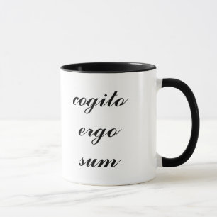 För Cogito mugg för ringer Ergo summa (vänster)