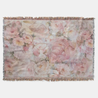 För collageblommigt för bohem rodna rosa typografi filt