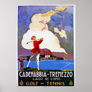 För Como för vintage20-talsjön italienare Golf Poster