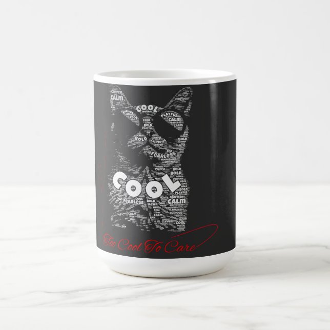 För cool för att bry sig Katt-typografi Kaffemugg (Center)