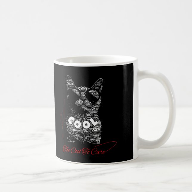 För Cool För Att Bry Sig Om Katt Typografi Kaffemugg (Höger)