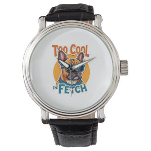 För cool för att hämta fransk bulldogg vintage sol armbandsur