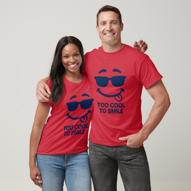 För cool för att le – Roligt minimalt ansikte T Shirt (Unisex)