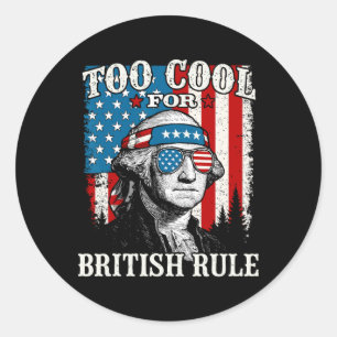 För cool för brittiskt styre amerikansk flagga 4 j runt klistermärke