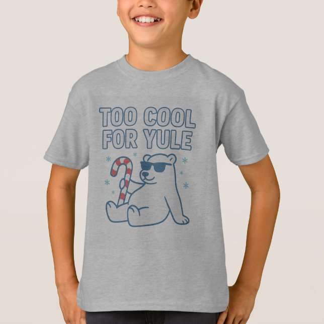 För cool för jul T-shirt – Rolig isbjörn  (Framsida)
