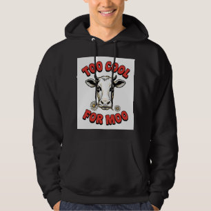 För cool för mu Rolig ko Vintage skjorta design_1 Hoodie