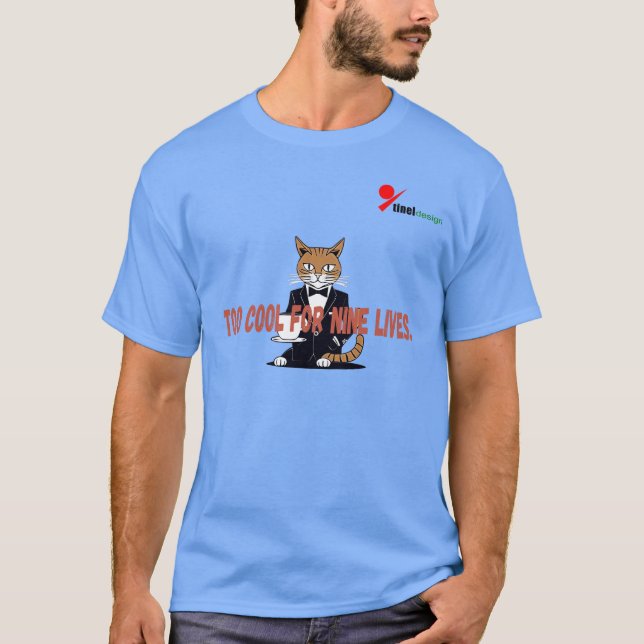 "För cool för nio liv" Katt T-Shirt | Smokingkatt (Framsida)