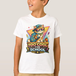 För cool för skolan Retro Katt T Shirt