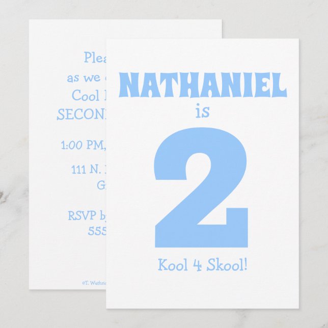 För Coola för den fjortonde födelsedagspojken. Inbjudningar (Fram/baksida)