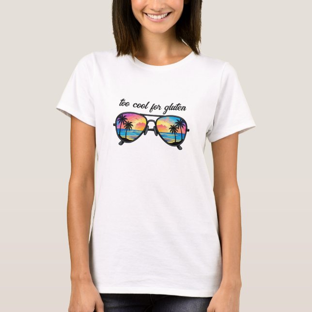 För Coola för Gluten Celiac Sunglasses T-Shirt (Framsida)