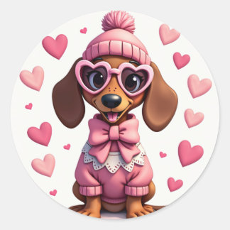 För Coola för Ruff Times: Snyggt Dachshund Sticker Runt Klistermärke