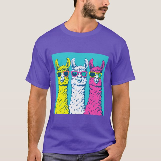 För coola för skärm-utskriften Llama retro i skola T Shirt (Framsida)