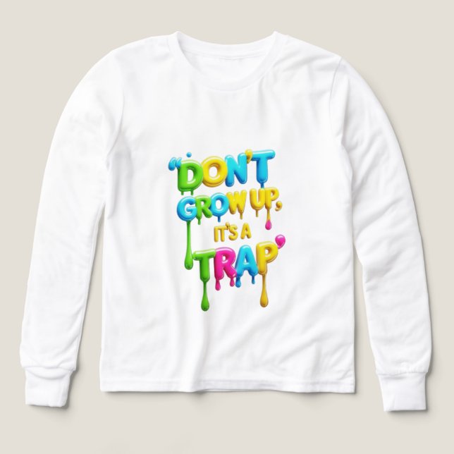 För Coola för vädret | Boys Långärmad Tri-B T Shirt (Design framsida)