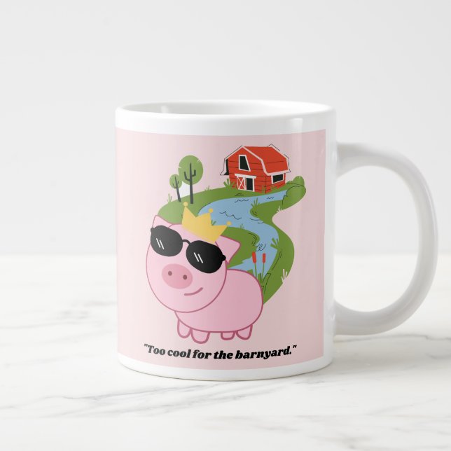 För coolt för barnypig-citat - jättekaffemugg jumbo mugg (Höger)